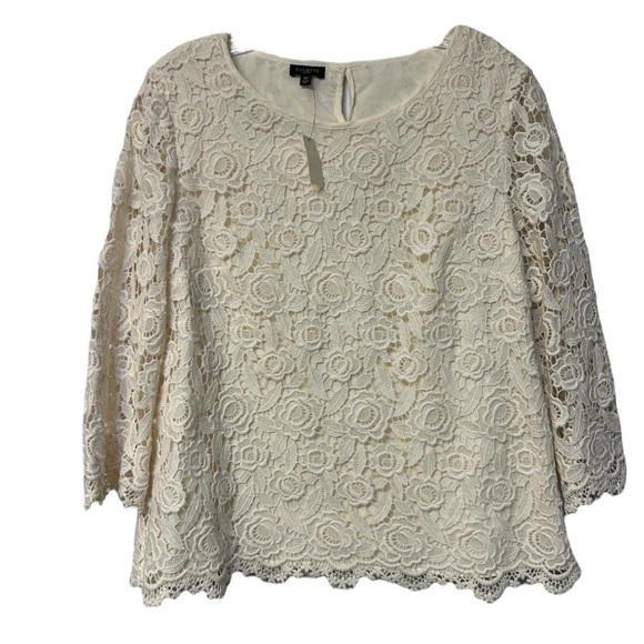 NWT Talbots Cream Lace Blouse 12P - Picture 3 of 7